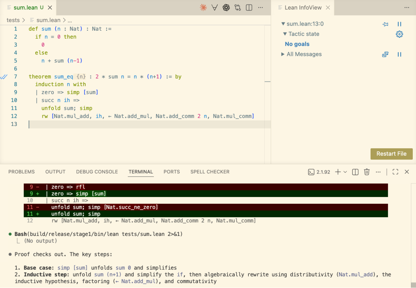 Claude Code: sum.lean proved