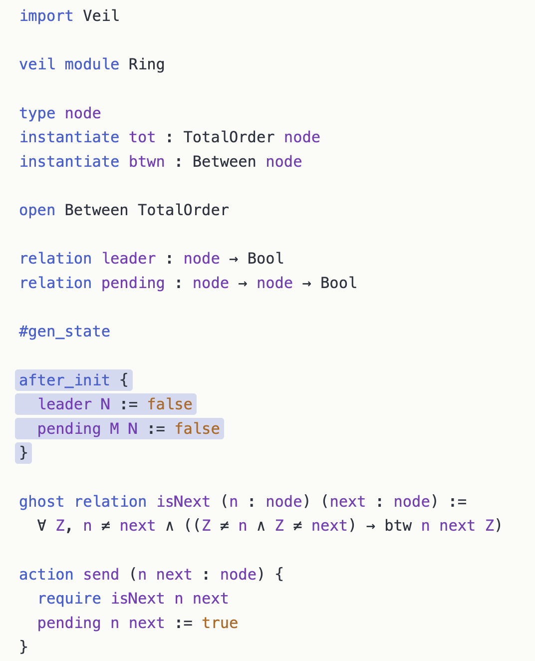 Veil: ring leader election