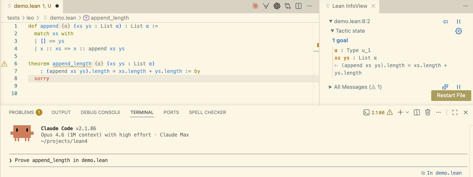 Lean IDE with Claude Code