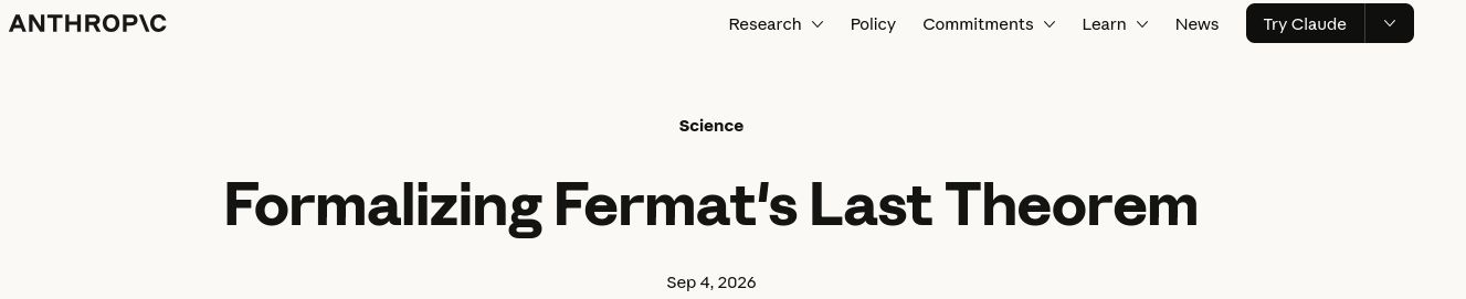 Anthropic: Formalizing Fermat's Last Theorem