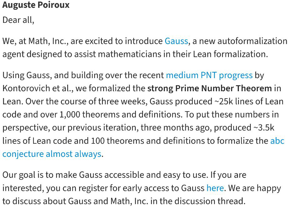 Math, Inc. announces Gauss and the strong Prime Number Theorem