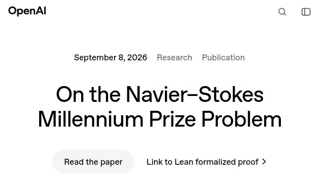 OpenAI: On the Navier–Stokes Millennium Prize Problem