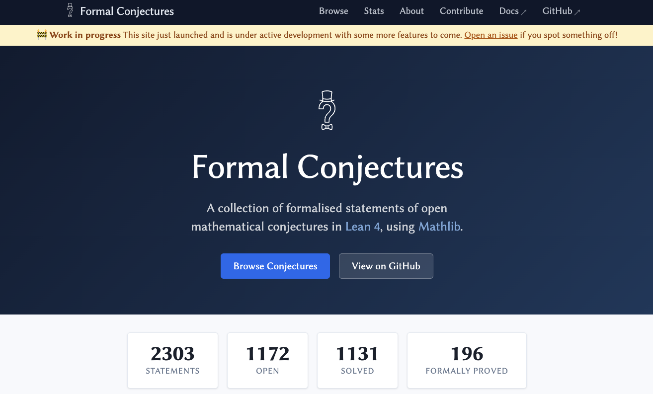 Formal Conjectures website