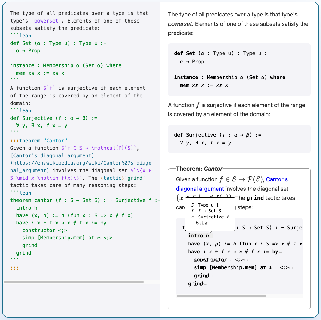 Verso: source and rendered output