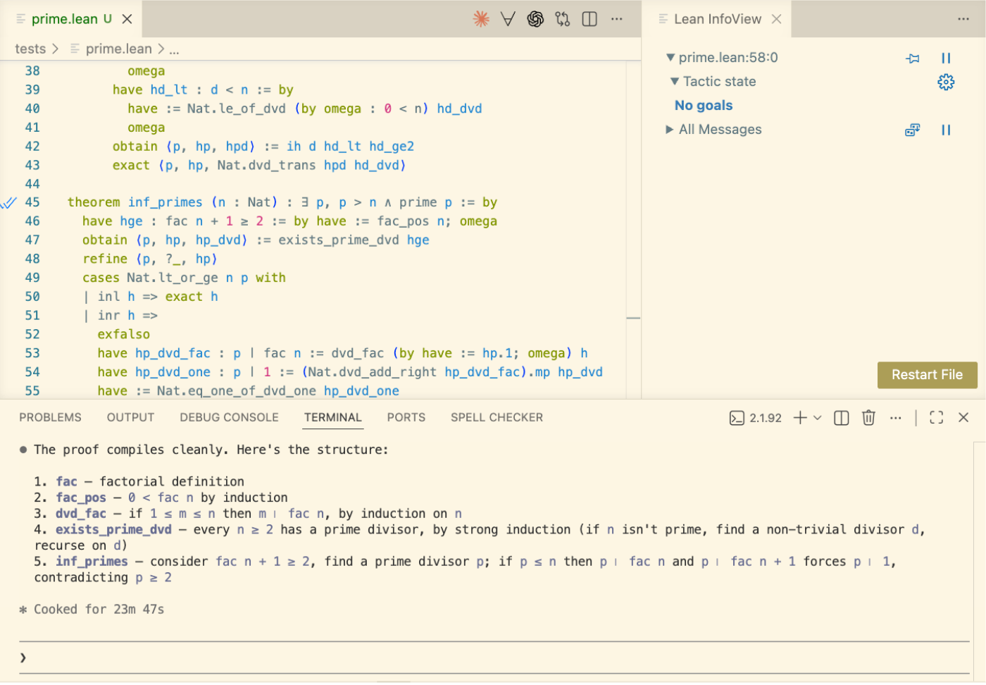 Claude Code: prime.lean proved
