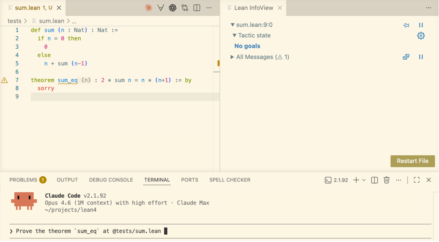 Claude Code: sum.lean with sorry